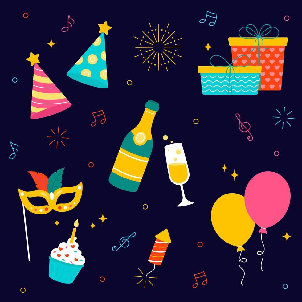 Colorful celebration party elements. vector