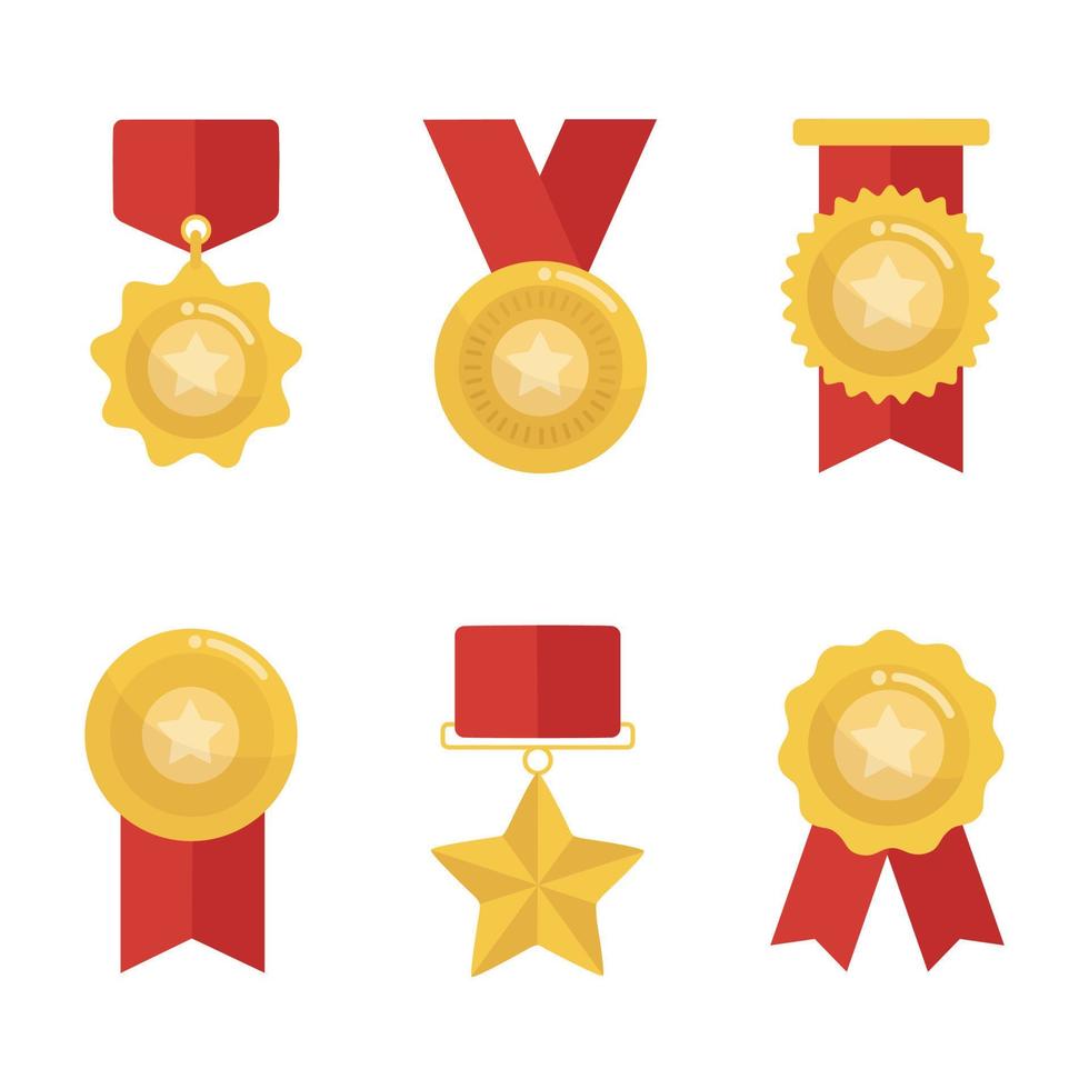 Flat gold medal for winner collection. vector