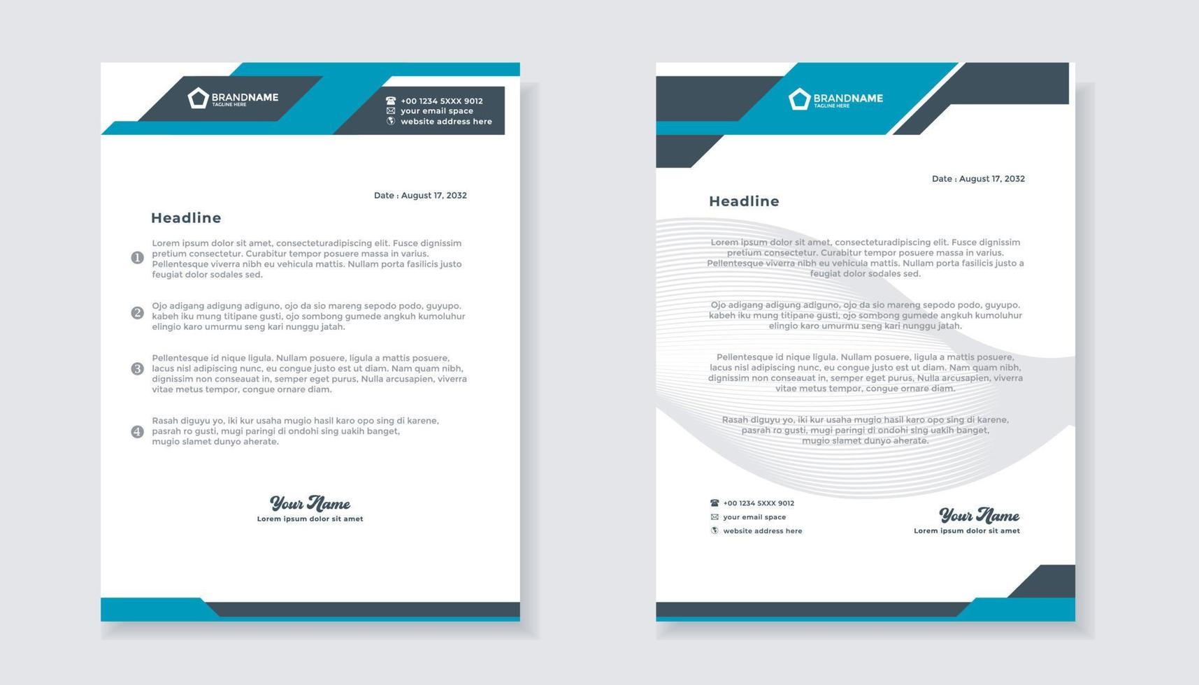 new modern elegant of letterhead template for stationary design for business corporation vector