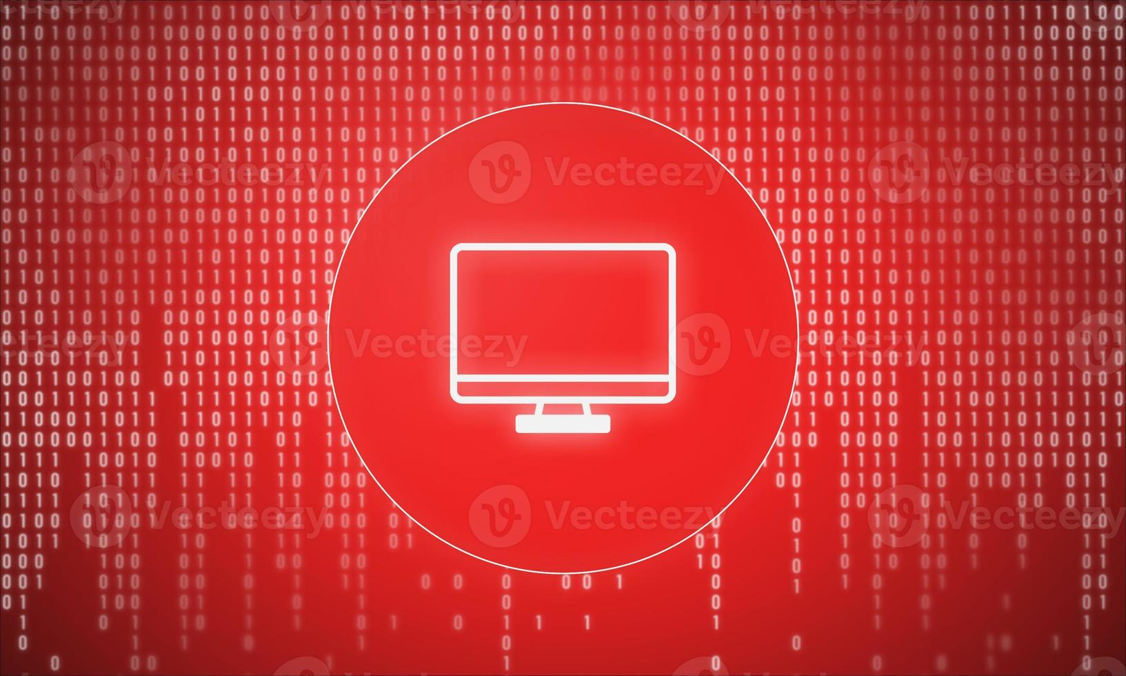 Computing power. Binary code with a computer icon. photo