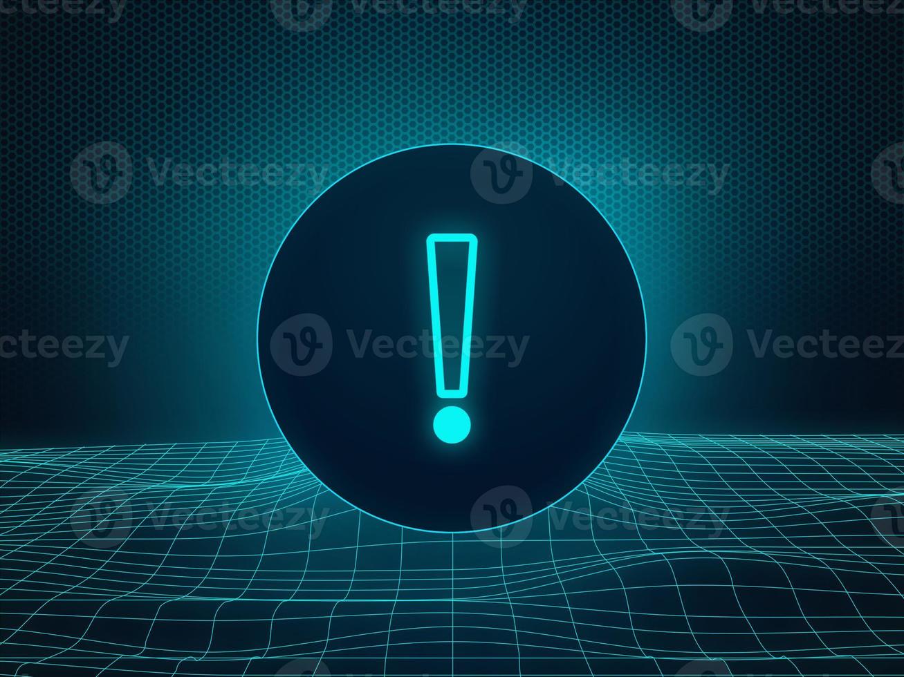 Virtual reality illustration with exclamation mark. photo
