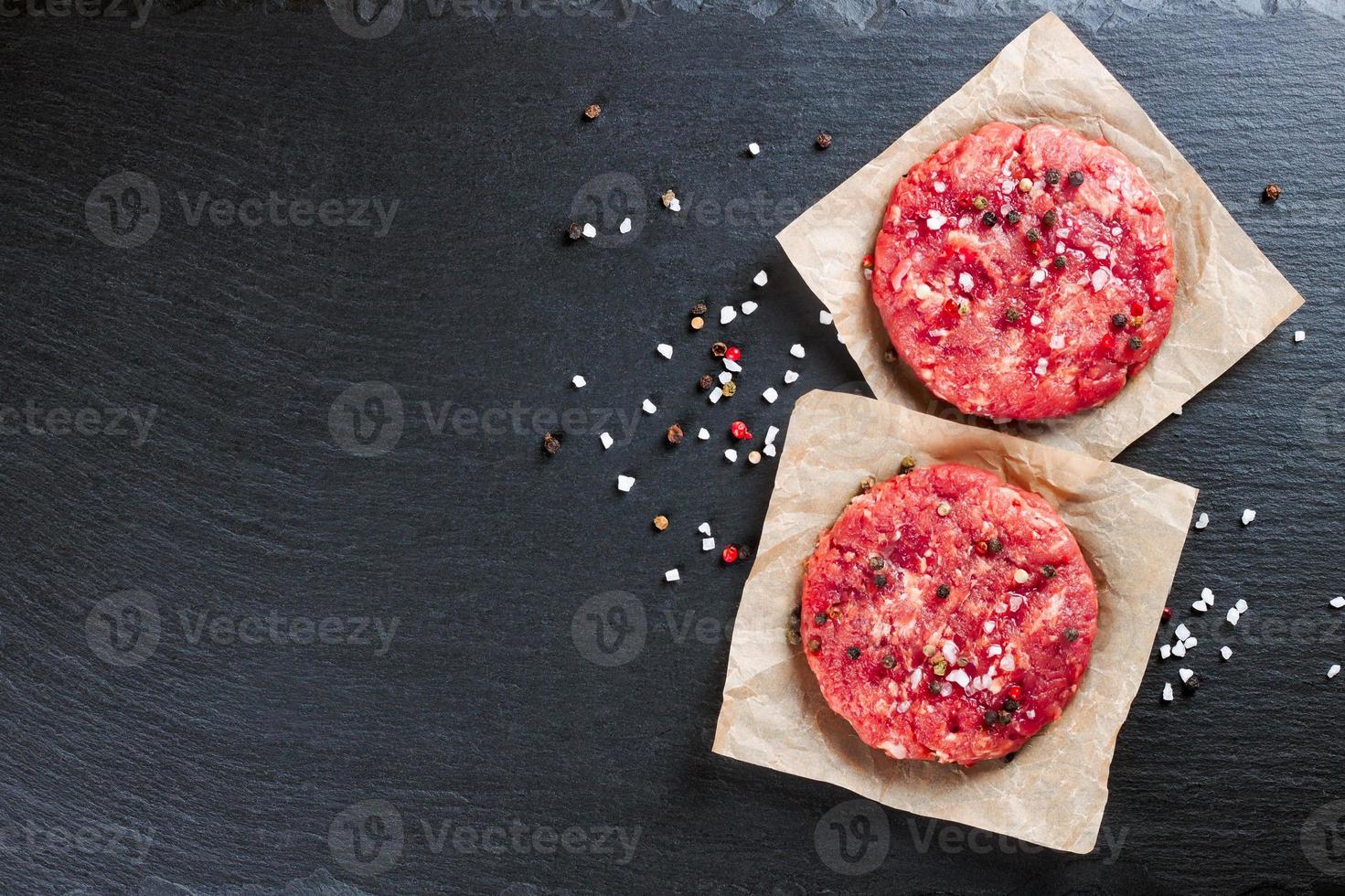 raw home-made beef burger cutlet photo