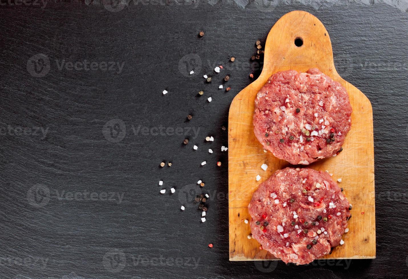 raw home-made beef burger cutlet photo