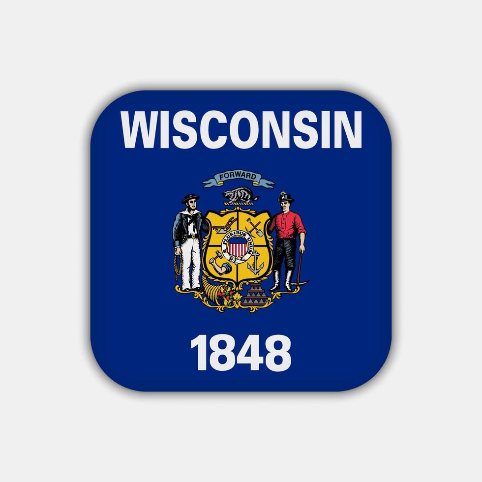 Wisconsin state flag. Vector illustration.