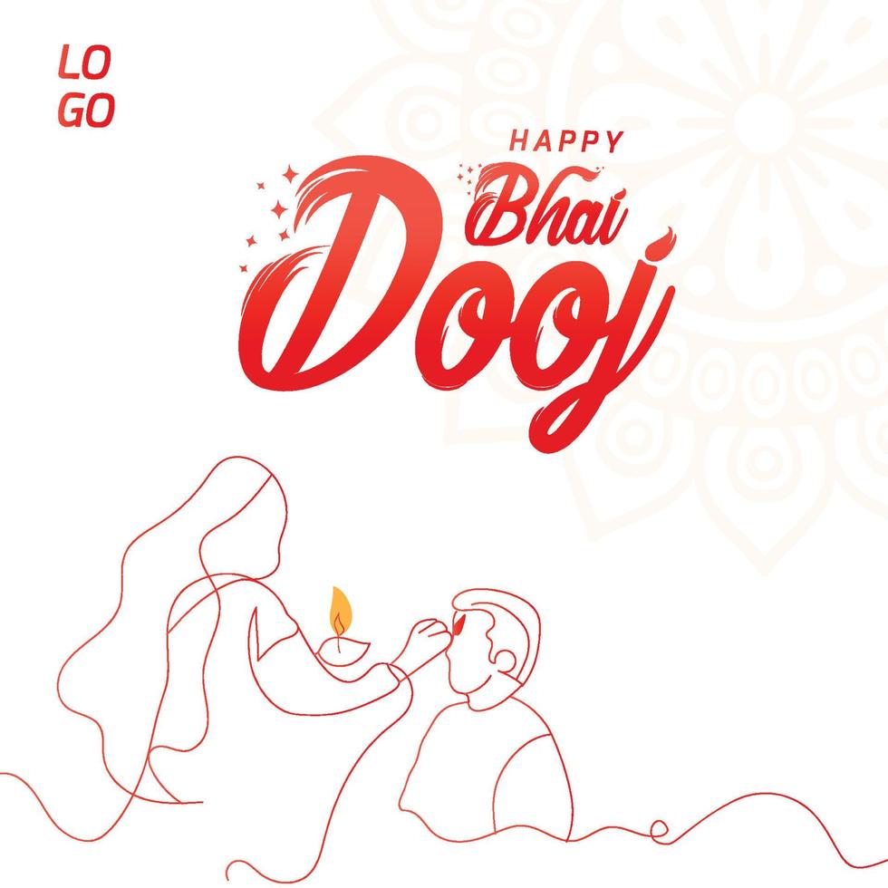 Happy bhai dooj celebration background with creative lineart vector