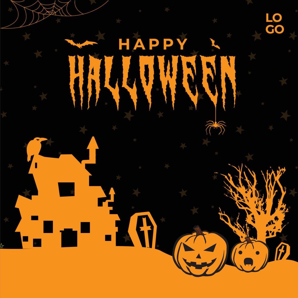Halloween post editable vector template