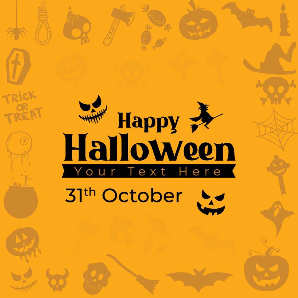 halloween horror post editable template vector