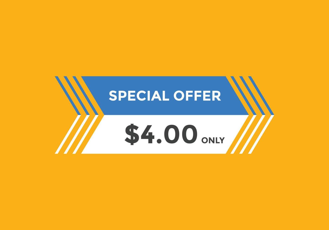 4 USD Dollar Month sale promotion Banner. Special offer, 4 dollar month price tag, shop now button. Business or shopping promotion marketing concept vector