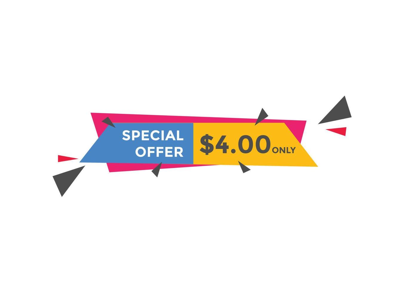 4 USD Dollar Month sale promotion Banner. Special offer, 4 dollar month price tag, shop now button. Business or shopping promotion marketing concept vector