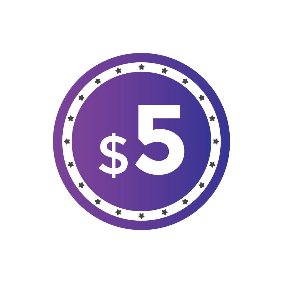 5 dollar price tag. 5 dollar USD price symbol. price 5 Dollar sale banner in USD. Business or shopping promotion marketing concept vector