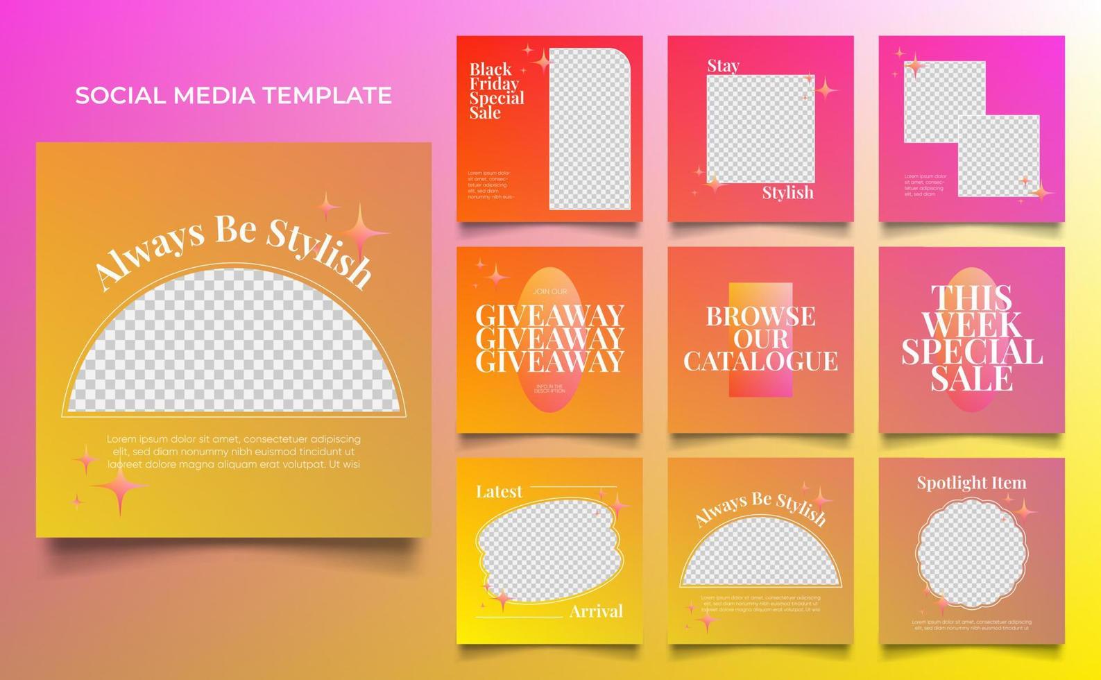 social media template banner fashion sale promotion in multiple color. vector