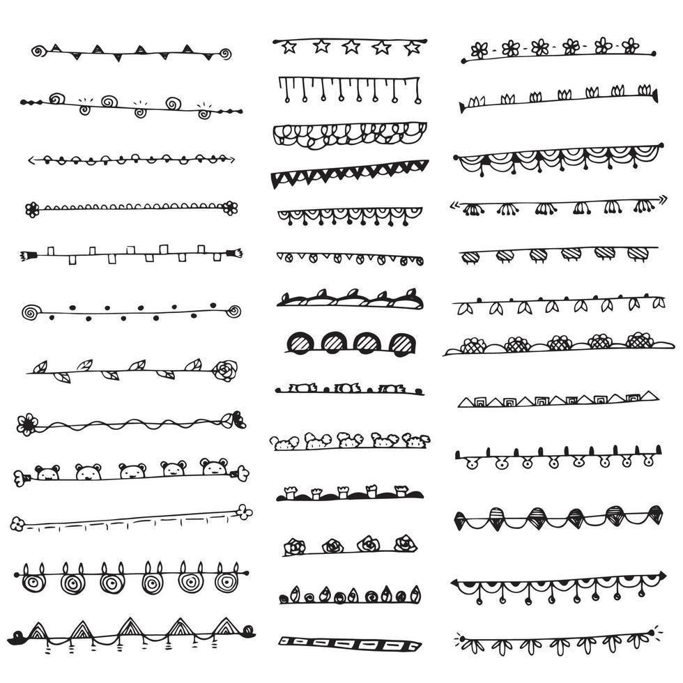 Doodle border vector set