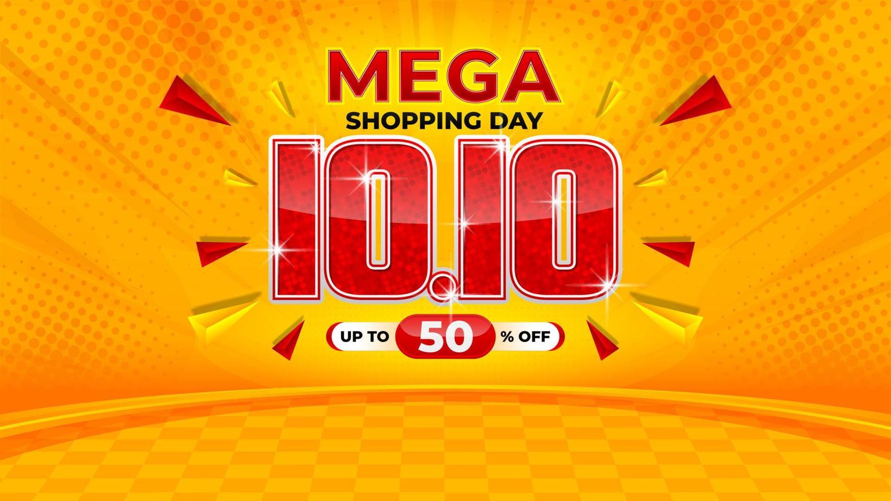 10.10 Shopping day 2022 mega shopping day banner background for business retail promotion vector for banner, poster, social media feed