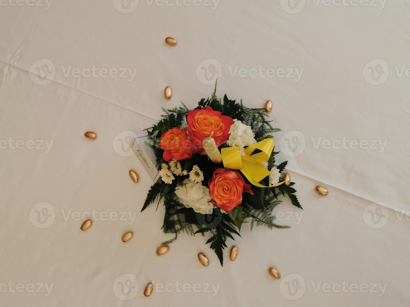 wedding bouqet on a table decoration photo
