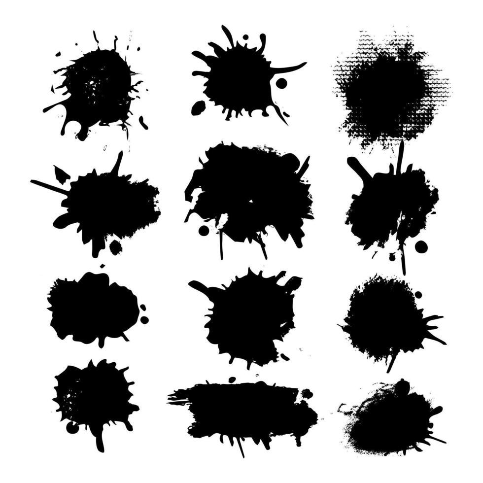 Collection of black ink brushes. Vector illustration