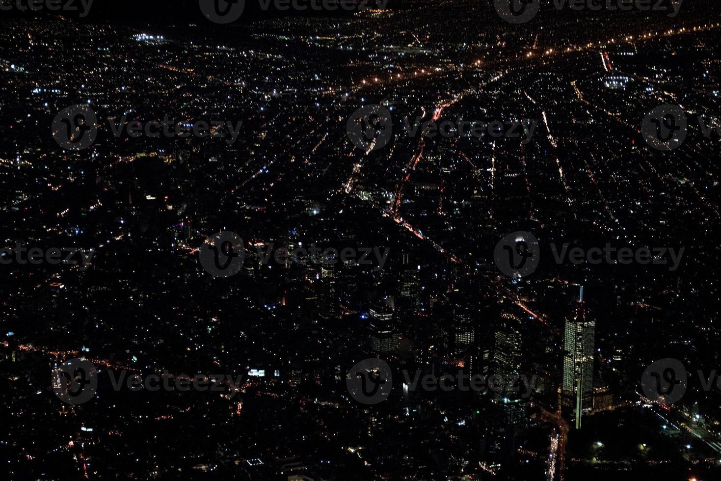 mexico city aerial night view panorama of heavy traffic photo