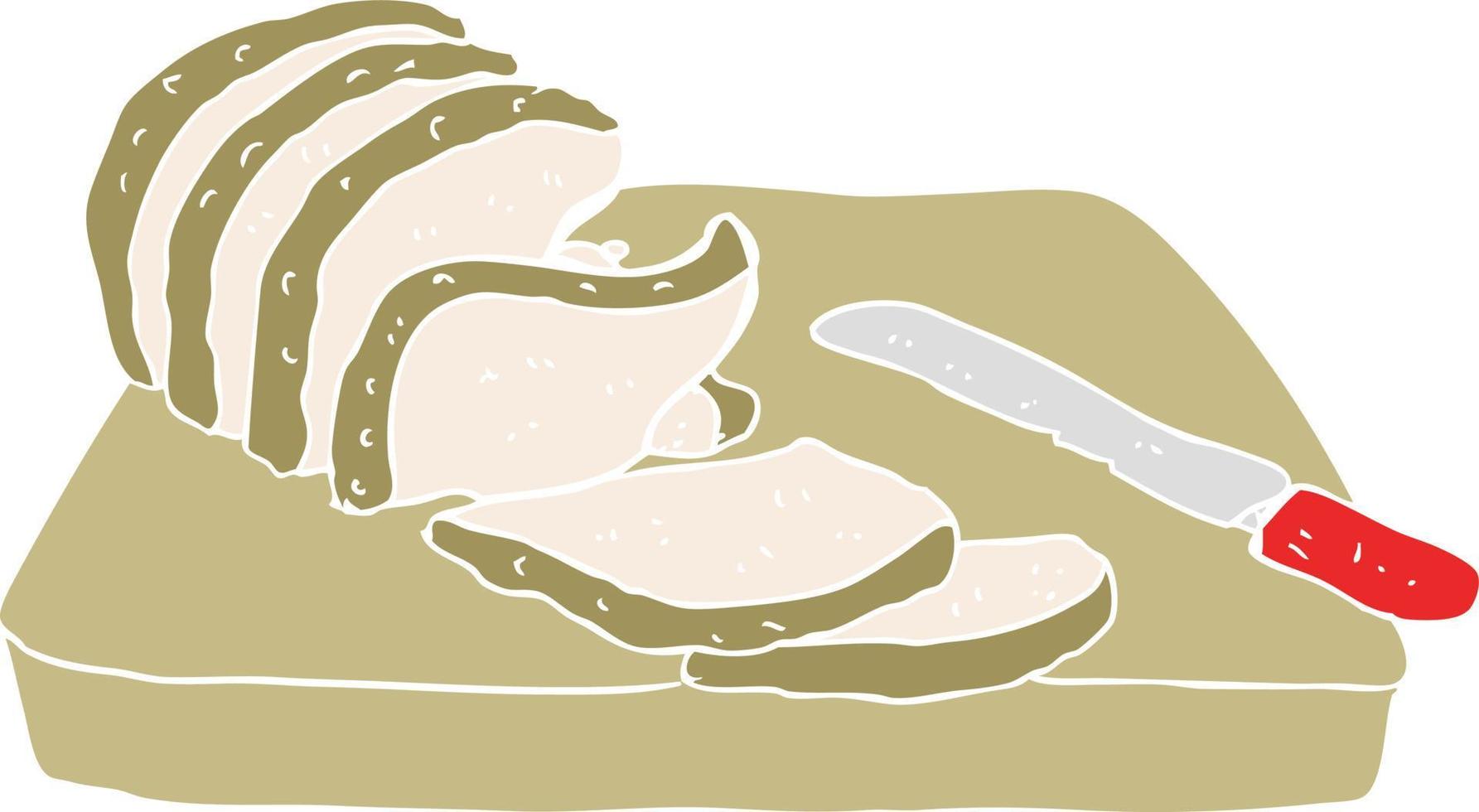ilustración de color plano de un pan rebanado de dibujos animados vector