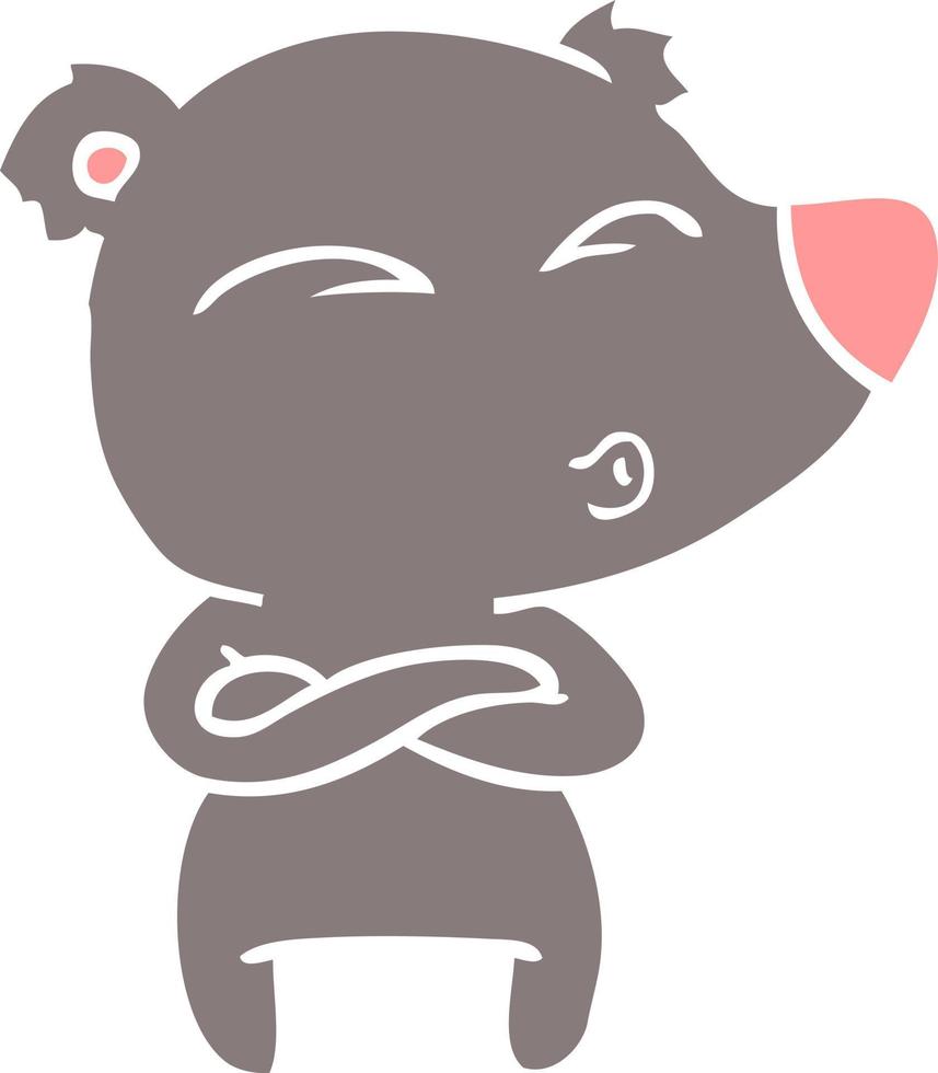 flat color style cartoon whistling bear vector