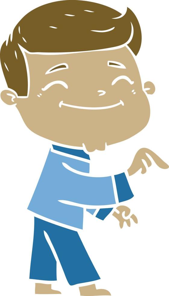 happy flat color style cartoon man vector