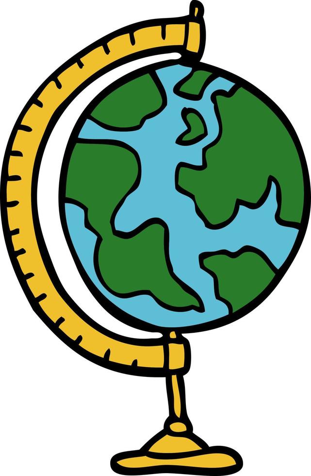 cartoon doodle globe vector