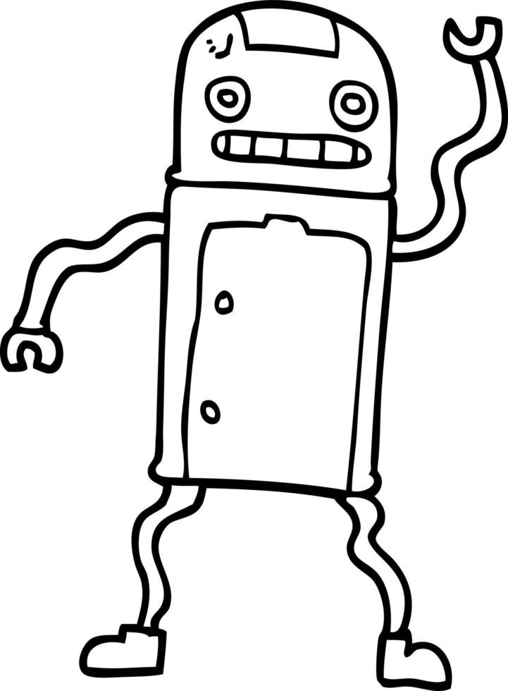 robot de dibujos animados de dibujo lineal vector