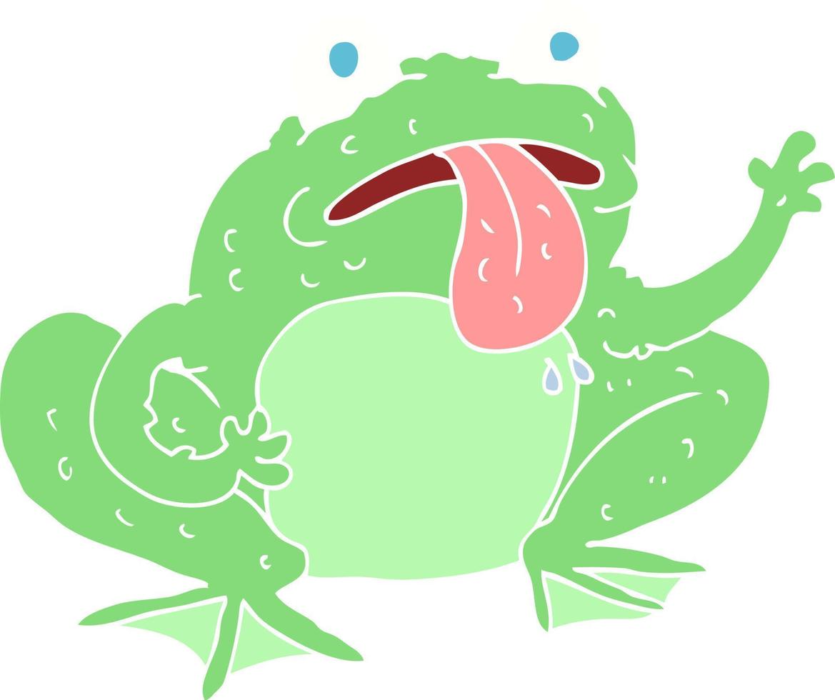 flat color illustration of a cartoon frog vector