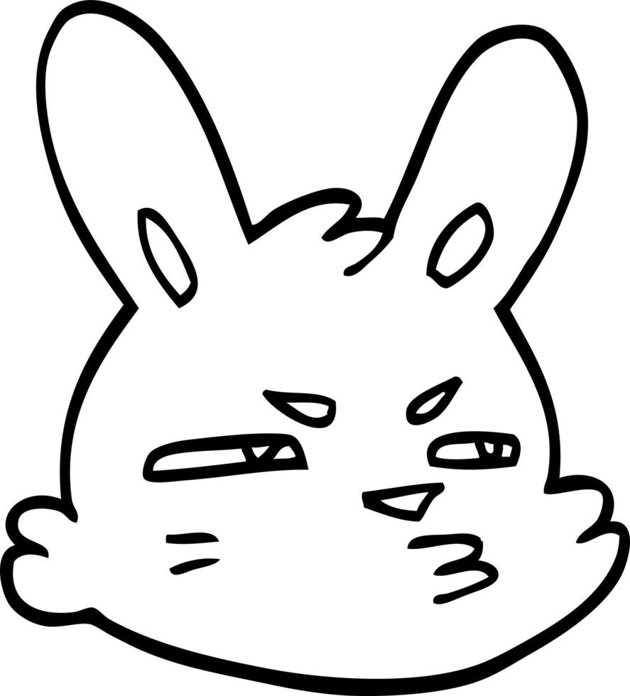 line drawing cartoon moody rabbit vector