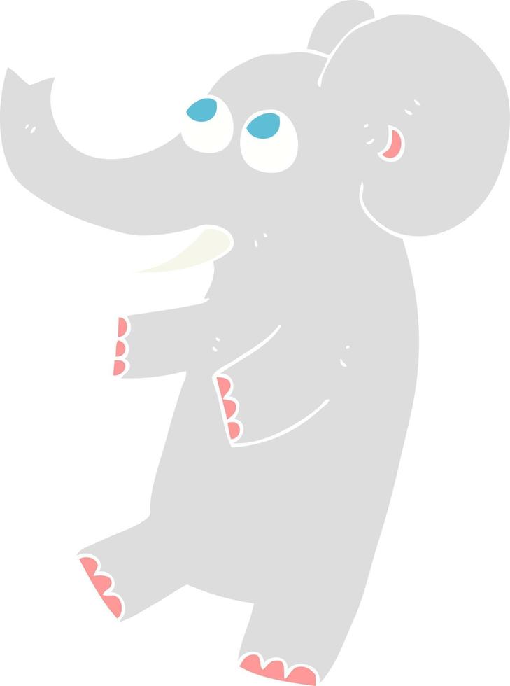 flat color illustration of a cartoon cute elephant vector