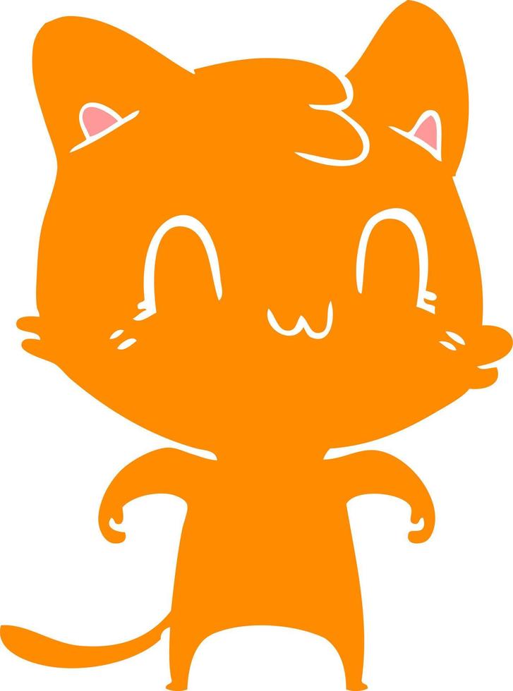 flat color style cartoon happy cat vector