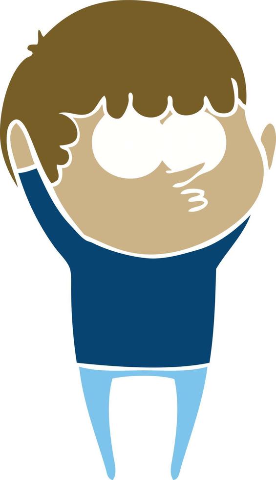 flat color style cartoon curious boy vector