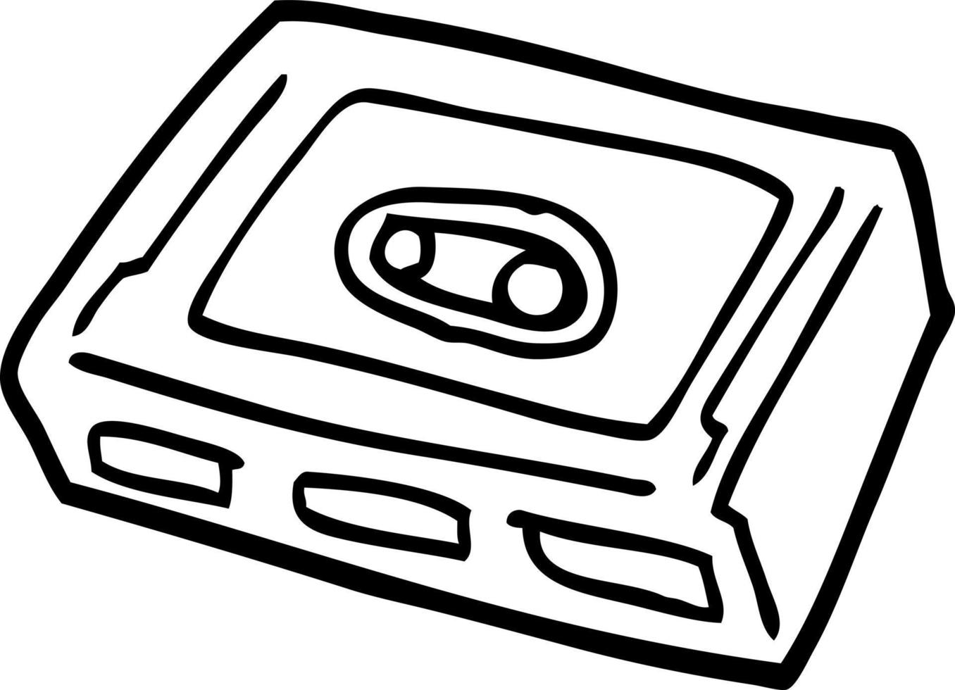 line drawing cartoon retro tape cassette vector