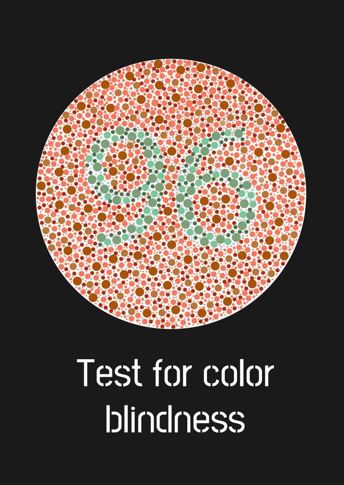 Ishihara test for color blindness. Color blind test. Green number 96