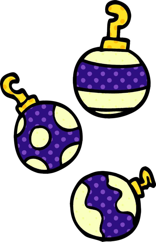 cartoon doodle xmas baubles vector