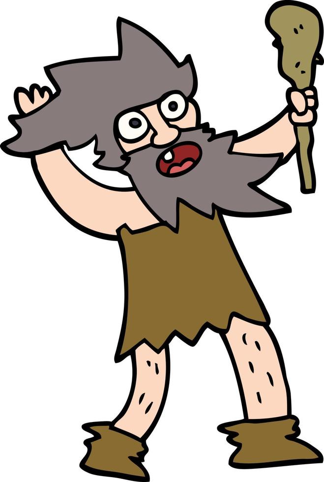 cartoon doodle crazy caveman vector