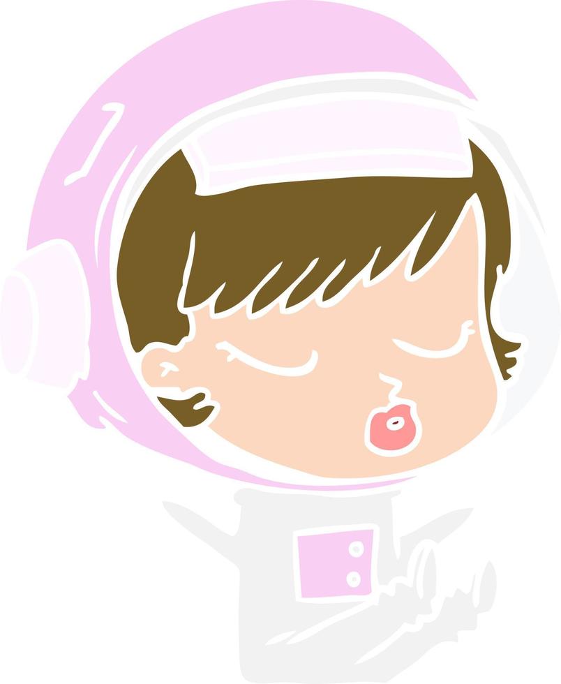 chica astronauta bonita de dibujos animados de estilo de color plano vector