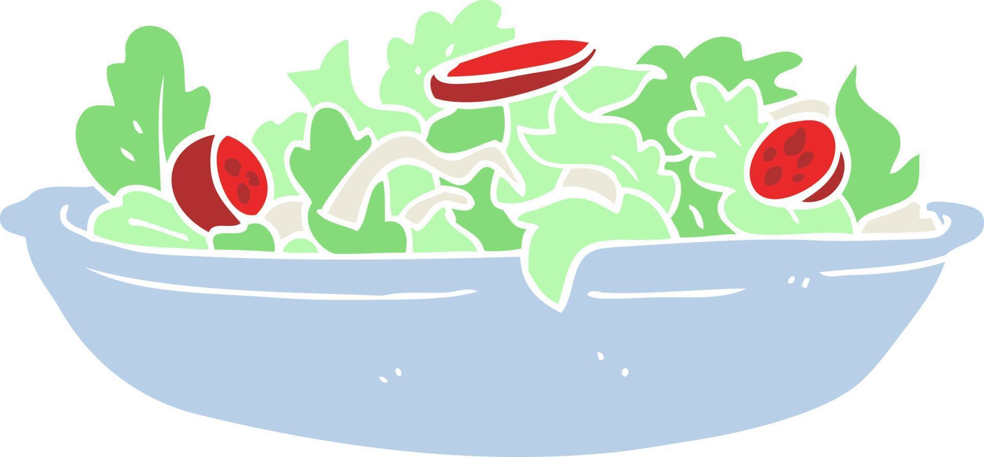 flat color illustration of a cartoon salad vector