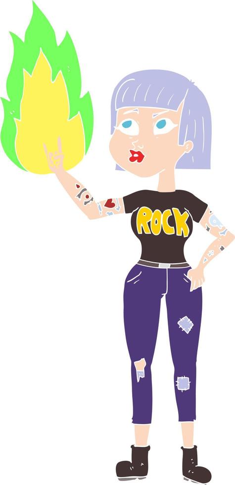 flat color illustration of a cartoon rock girl vector