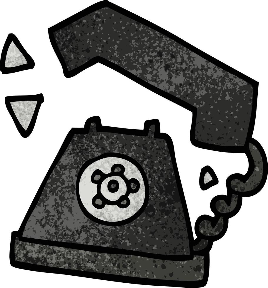 cartoon doodle retro telephone vector