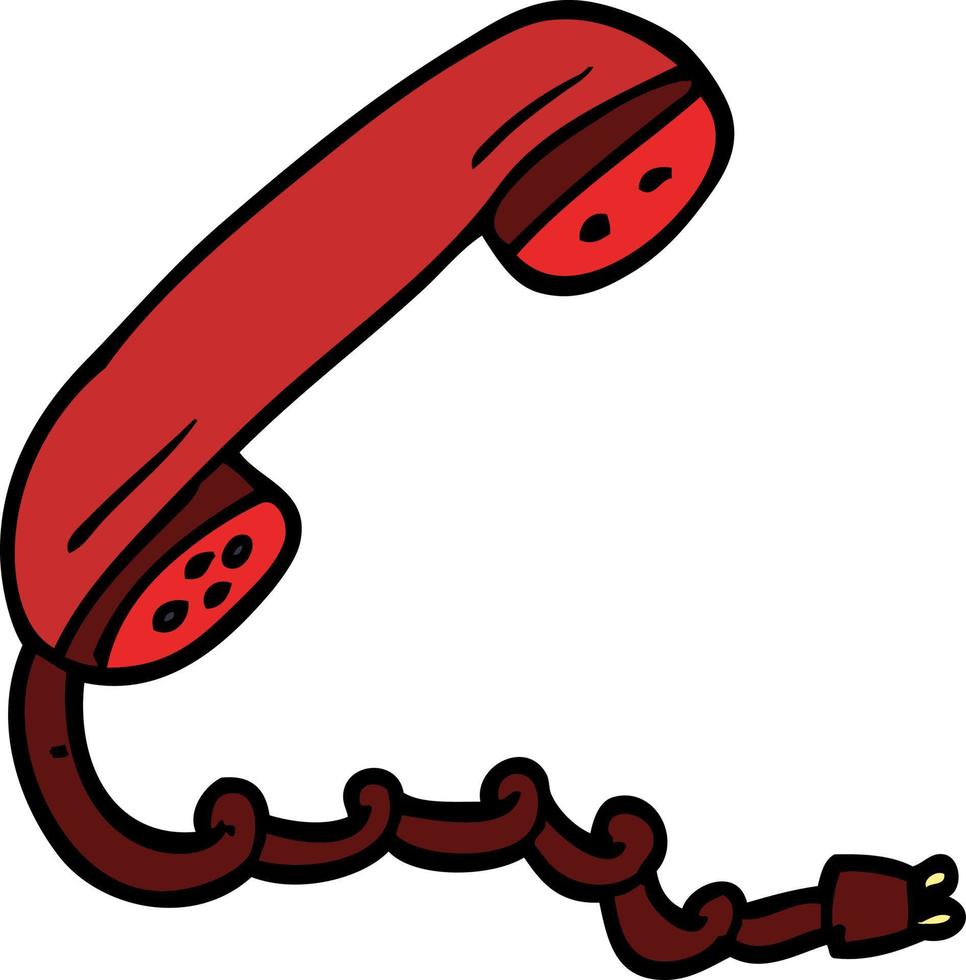 cartoon doodle telephone handset vector