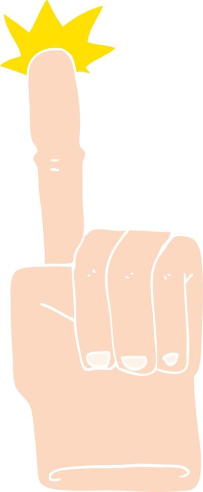 flat color illustration of a cartoon pointing hand vector