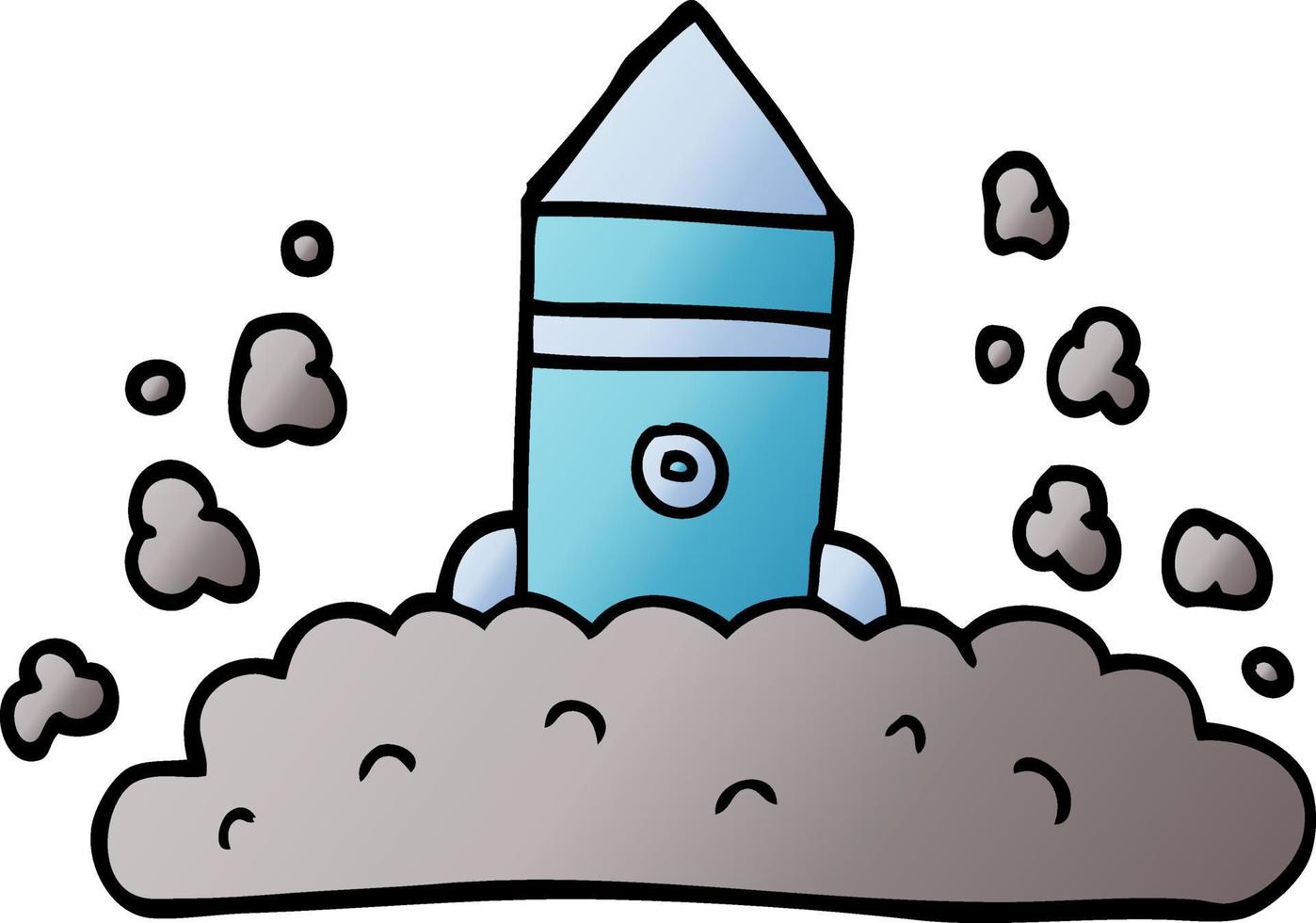 cartoon doodle rocket launch vector