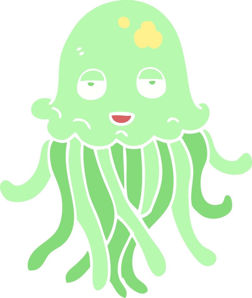 flat color illustration of a cartoon octopus vector