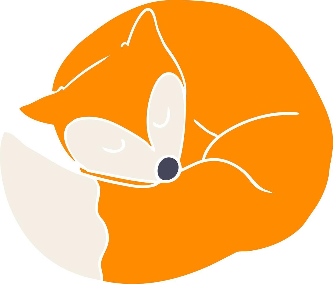 flat color style cartoon sleeping fox vector