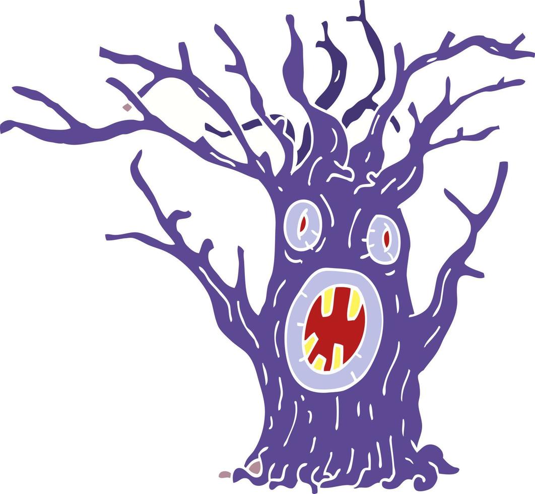 cartoon doodle spooky tree vector