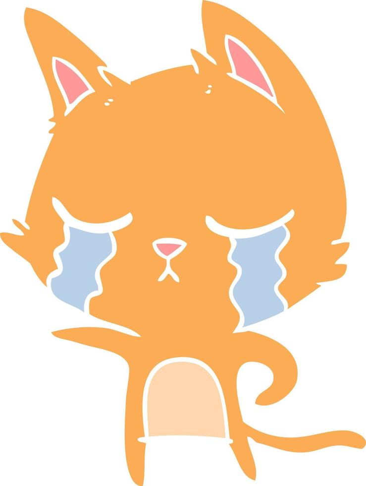 crying flat color style cartoon cat pointing vector