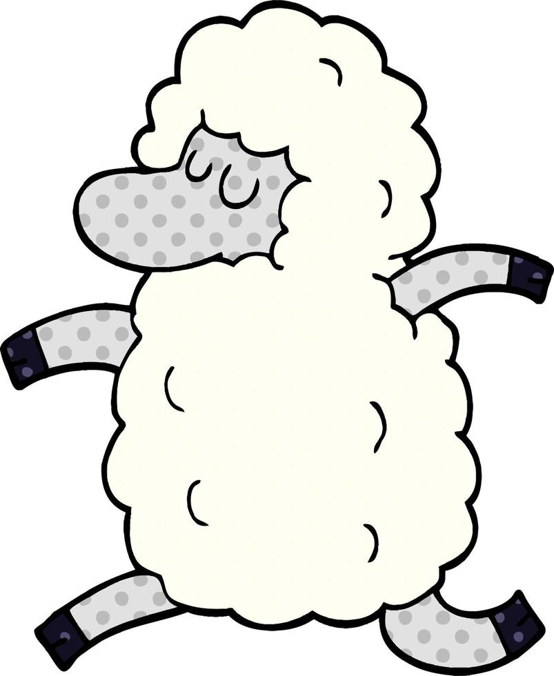 cartoon doodle sheep running vector