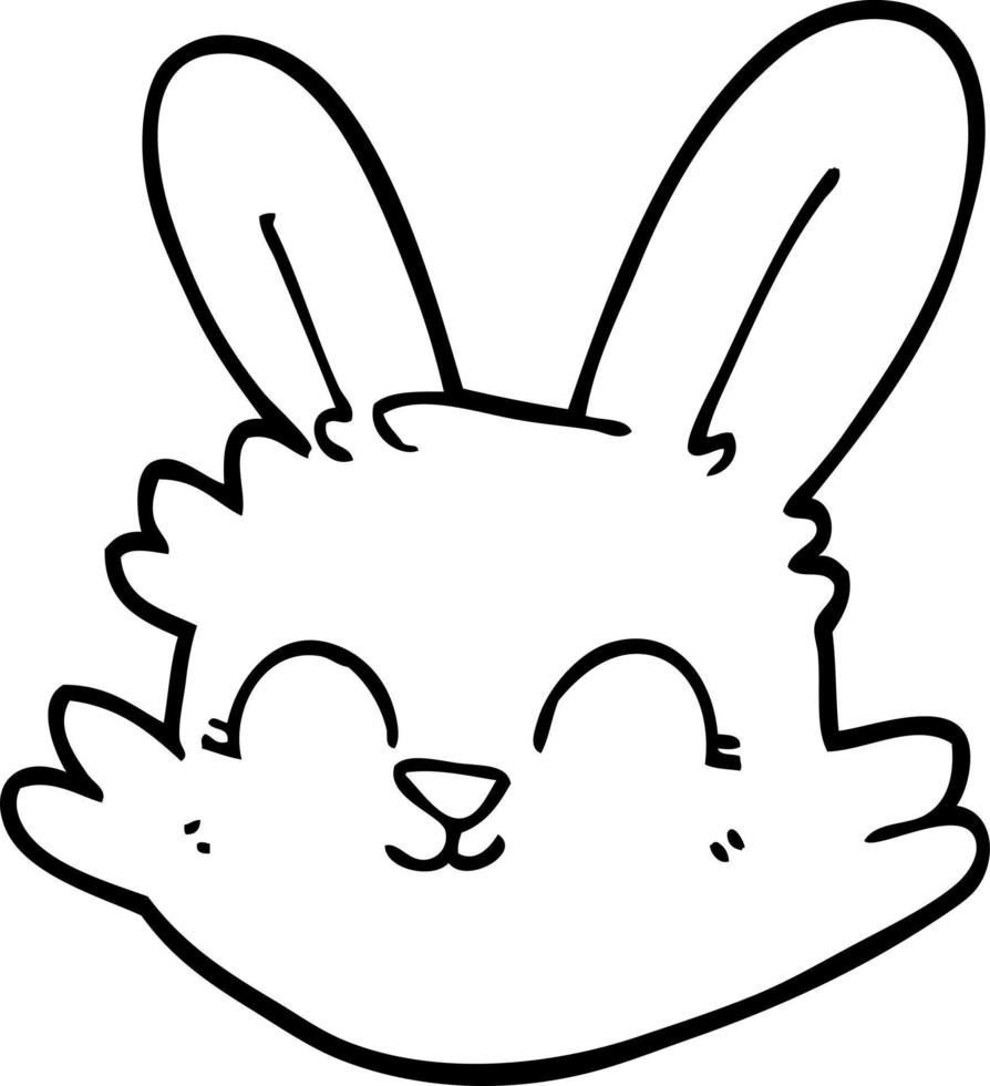 line drawing cartoon happy rabbit vector