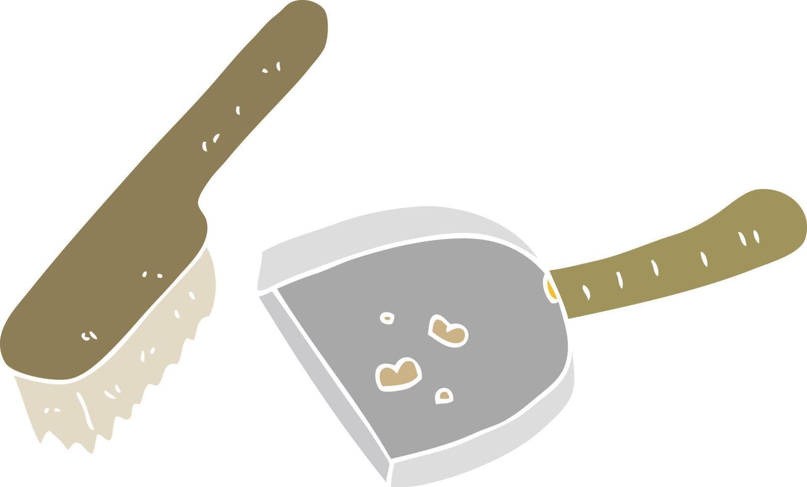 flat color illustration of a cartoon dust pan and brush vector