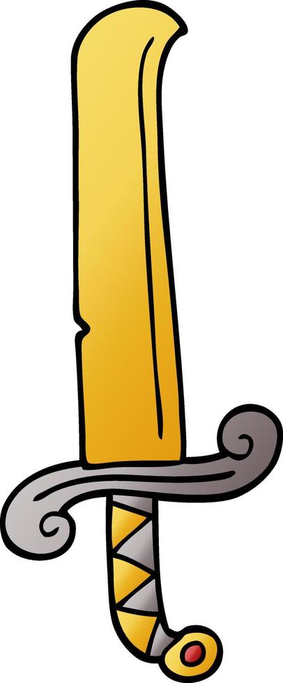 cartoon doodle ancient sword vector