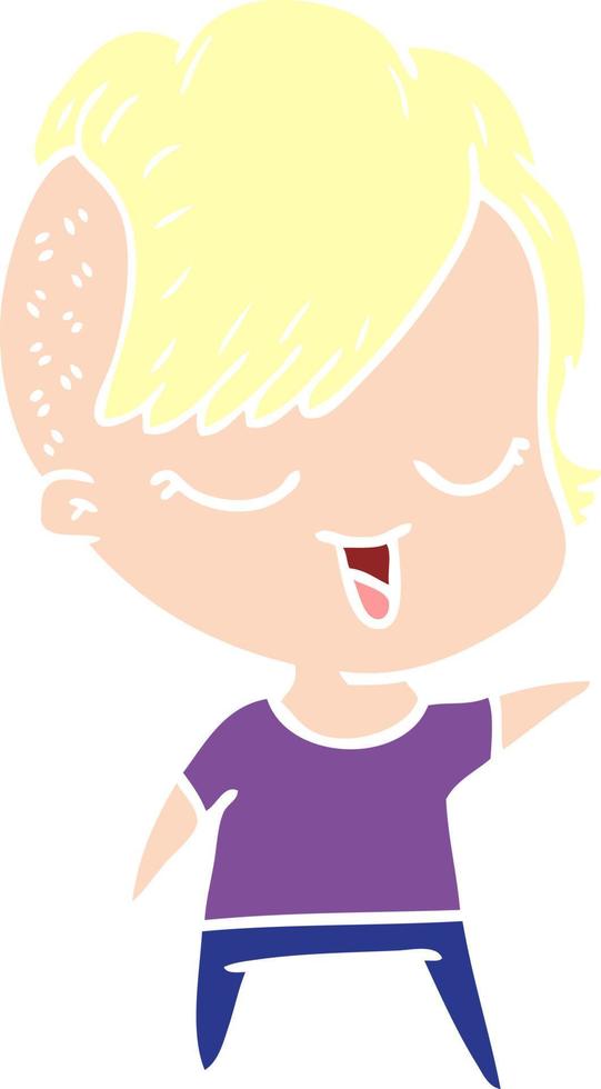 happy flat color style cartoon girl vector